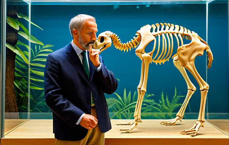 A perfectly reconstructed dodo skeleton, prominently displayed behind clear glass in a modern, well-lit museum exhibit. The background features a tasteful, recreated diorama of a lush, ancient forest habitat. An adult museum visitor, fully clothed in modest, professional attire, stands observing the exhibit with a contemplative expression. The image conveys a sense of historical significance and respect for nature. Professional museum photography, high resolution, sharp focus, natural colors, realistic textures, perfect anatomy, correct proportions, natural pose, well-formed hands, proper finger count, safe for work, appropriate content, family-friendly.