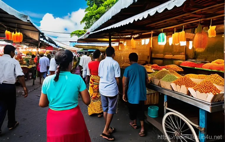 모리셔스 전통 체험 투어 - Prompt 1: A Culinary Tapestry at Port Louis Market**