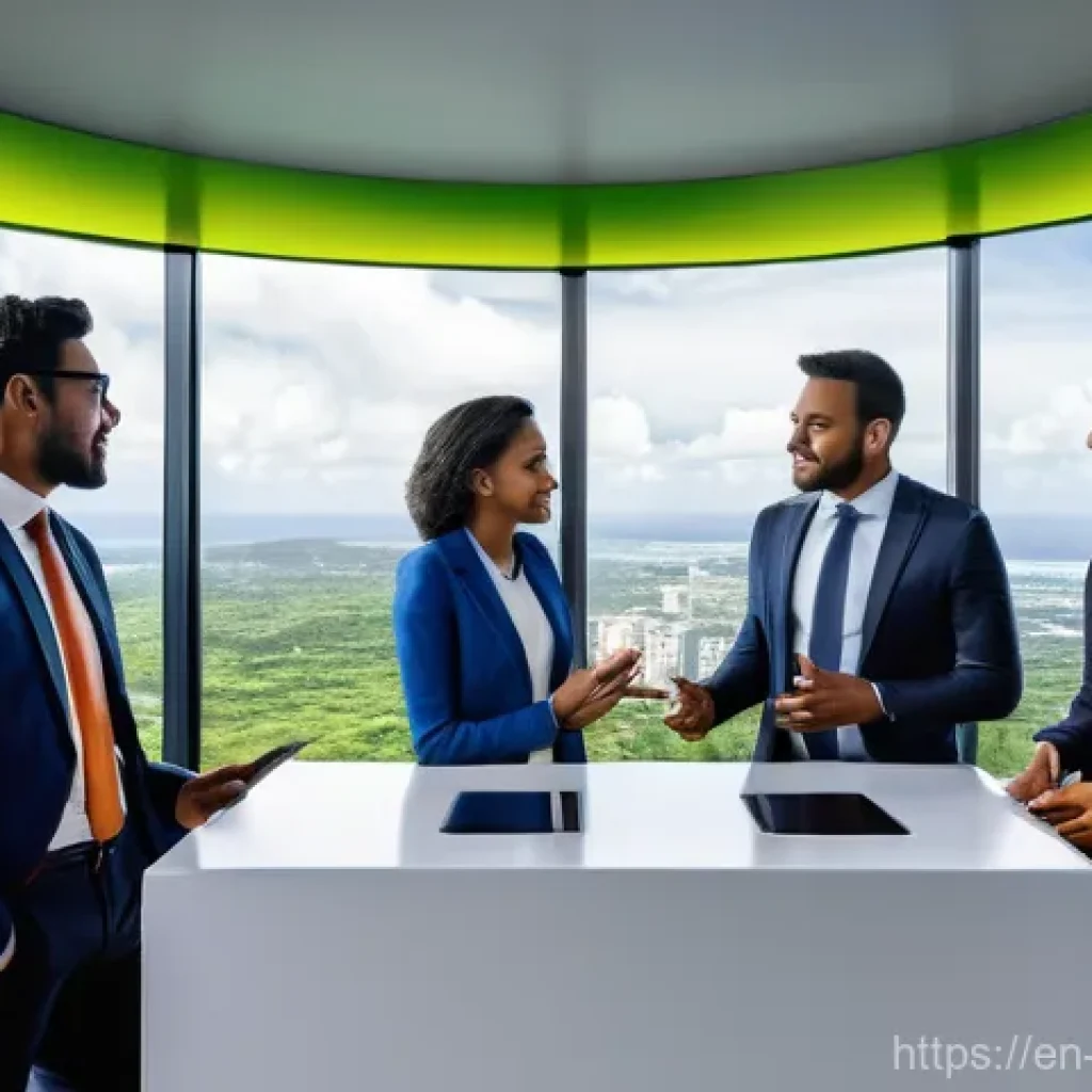 모리셔스 비즈니스 기회 - **Prompt 1: Financial Services & Fintech Innovation in Mauritius**
    "A diverse group of five prof...
