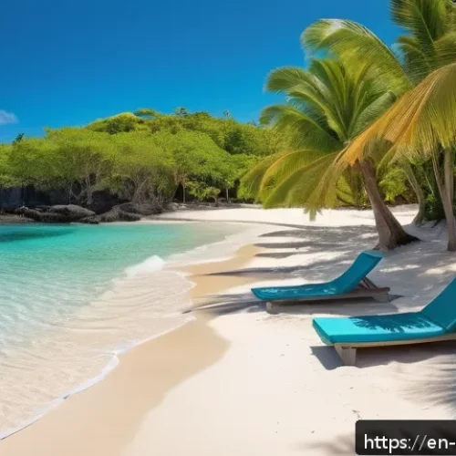 Home 15 모리셔스 크루즈 여행 - A serene, hidden beach on Mauritius with pristine white sand gently curved along the coastline, fram...